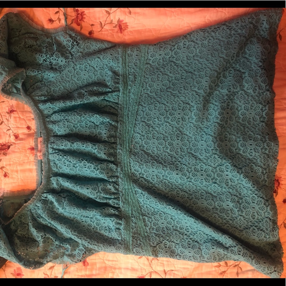 Flower knit-like pattern blouse